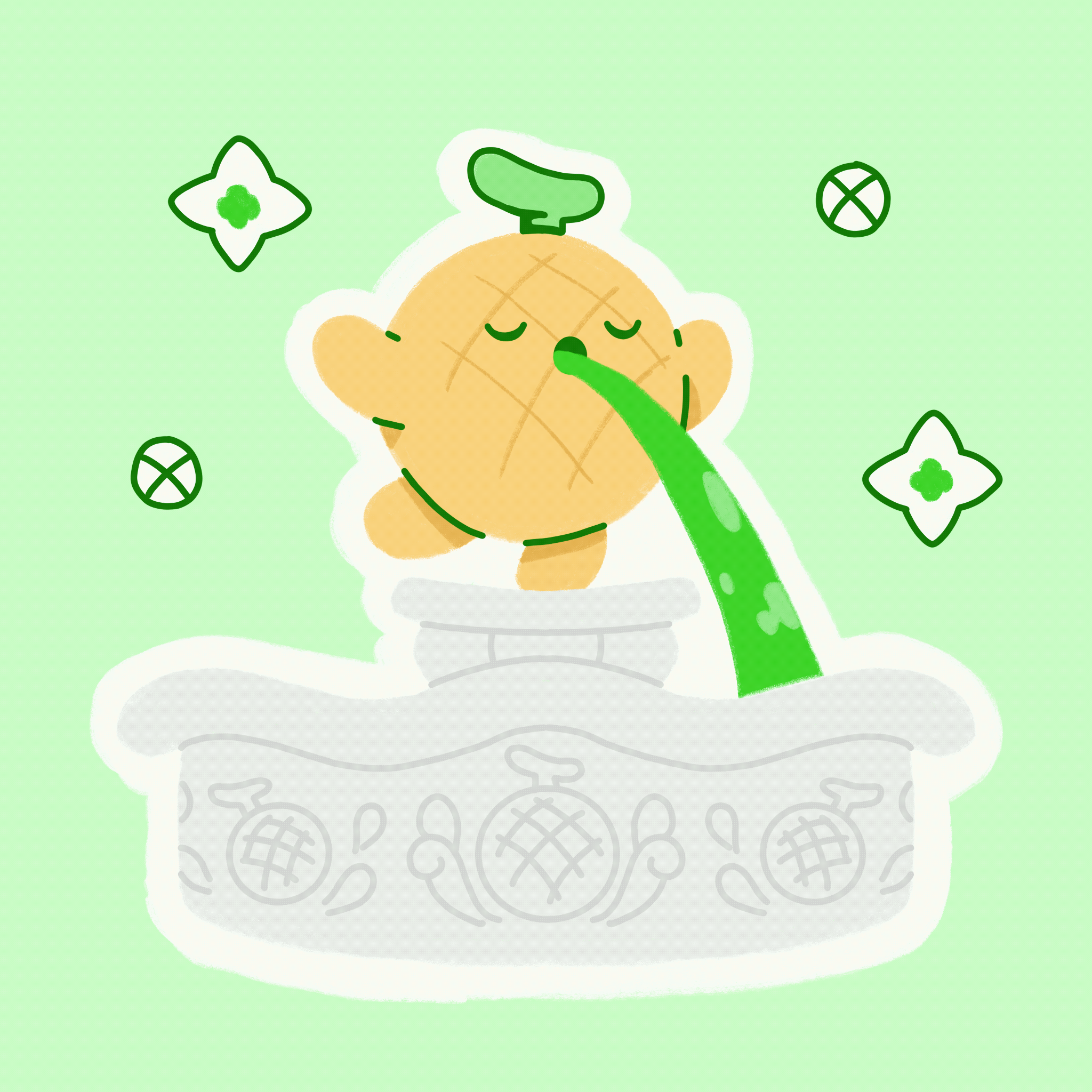 Melonpan bread cute fountain illustration japan kawaii melon melonpan melonsoda soda