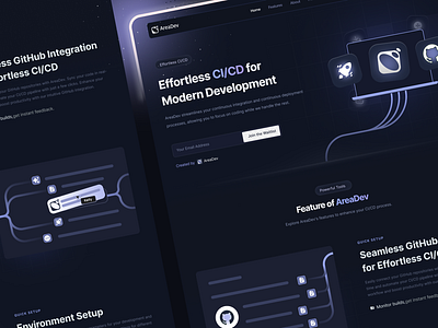 Dark-Themed Web Design cicd creative deploy design layout logo pipeline product ui ux webdesign