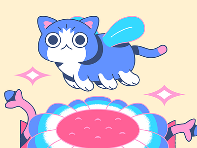 Flower kitten adorable anime cat character cute flower illustration japanese kawaii kitten monster nature