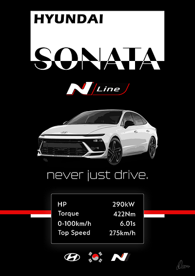 Hyundai Sonata N Line Poster cars fun graphics illustration logo