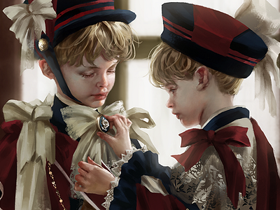 Brother antique bookcover boy characterdesign children conceptart digitaldrawing digitalpainting fineart gothic illustration portrait