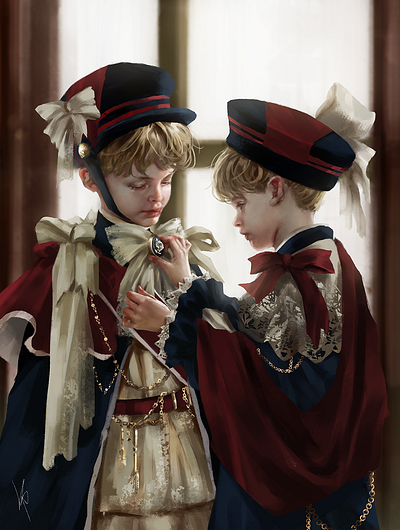 Brother antique bookcover boy characterdesign children conceptart digitaldrawing digitalpainting fineart gothic illustration portrait