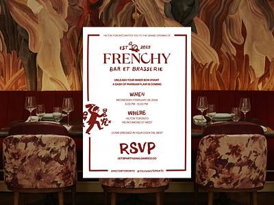 Frenchy Toronto brand identity branding brasserie french restaurant frenchy graphic design hospitality design interior design invitation invite design menu design modern branding restaurant stationery stationery design vintage