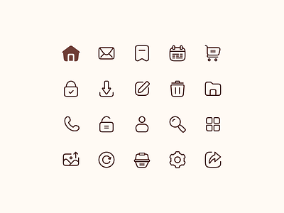 Essentials UI Icons – A Core Set of Must-Have Icons app design bookmark icon branding cart icon essentials icons glyph icons home icon icon design iconography line icons mail icon phone icon settings icon share icon ui ui elements ui icon set ui icons uiux web design