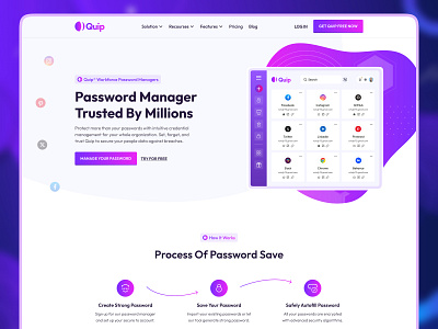 Password Manager Landing page bitwarden digital privacy gradient landing page lastpass onepassword password password management password manager protection saas password saas website security app security software uiux