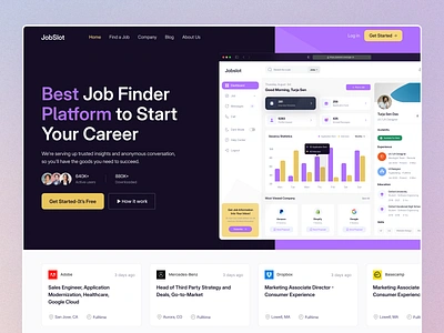 Job Finding Platform Website 3d animation css dailyui digitalmarketing ecommerce emailmarketing entrepreneurlife explorepage graphicdesign interfacedesign losangeles seo socialmediamarketing ui uiinspiration uitrends uiuxdesigner webdesign webdeveloper