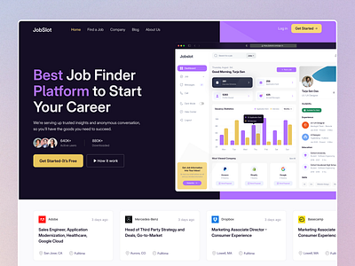 Job Finding Platform Website 3d animation css dailyui digitalmarketing ecommerce emailmarketing entrepreneurlife explorepage graphicdesign interfacedesign losangeles seo socialmediamarketing ui uiinspiration uitrends uiuxdesigner webdesign webdeveloper