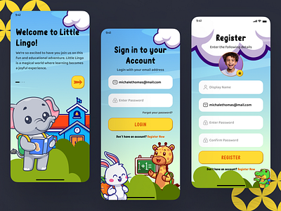 Little Buddy - Kid Learning App app design child game child learning app game kid game kid learning app login design login page modern colors modern design modern theme onboarding thisuix trending design welcome screens design