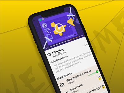 Learning App Vedio Class Page UI UX Design adobe xd branding figma graphic design logo ui ui ux design