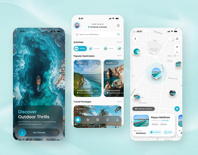 Voyago - Travel Mobile App 3d aesthetic animation app branding design graphic design illustration mobile motion graphics ui uiux ux