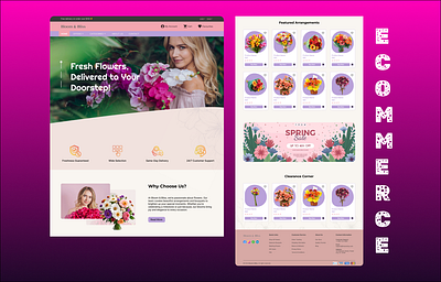 Flower E-commerce Website Landing Page branding color pallette design ecommerece figma flower store flowers selling footer graphic design header home page interface landing page online shopping simple ui uiux user experience web design website