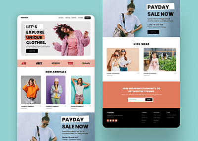 Home page design for shopping website design ecommerce figma