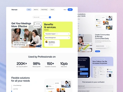 WeMeet Meeting Platform Website 2024 3d animation app branding design finance fintech graphic design illustration ios app landing page logo minimal mobile motion graphics ofspace typography ui ux website