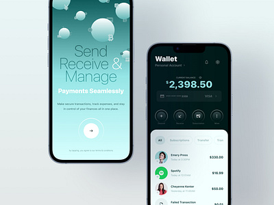 Wallet Screen cash dashboard failed finance history ios manage mobile money payment receive send stock subscriptions swift transections transfer ui ux wallet