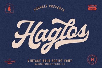 Haglos - Bold Script baseball font bold font classic font handmade font hipster font modern font old american font retro font script font serif font softball font swash font type font typeface font vintage font