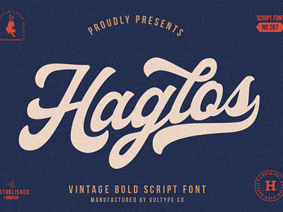 Haglos - Bold Script baseball font bold font classic font handmade font hipster font modern font old american font retro font script font serif font softball font swash font type font typeface font vintage font