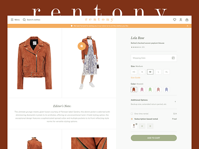 Ecommerce Product Page buy cart clean clothing detail ecommerce fashion item landing page marketplace online shopping product rental retail shop shopify size store template ux