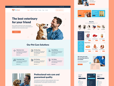 Pet Care Website Home Page UI Design app app design digital product design figma landing page pet pet care product design prototype ui ui design uiux design user experience user interface ux ux design web web ui design website wireframe