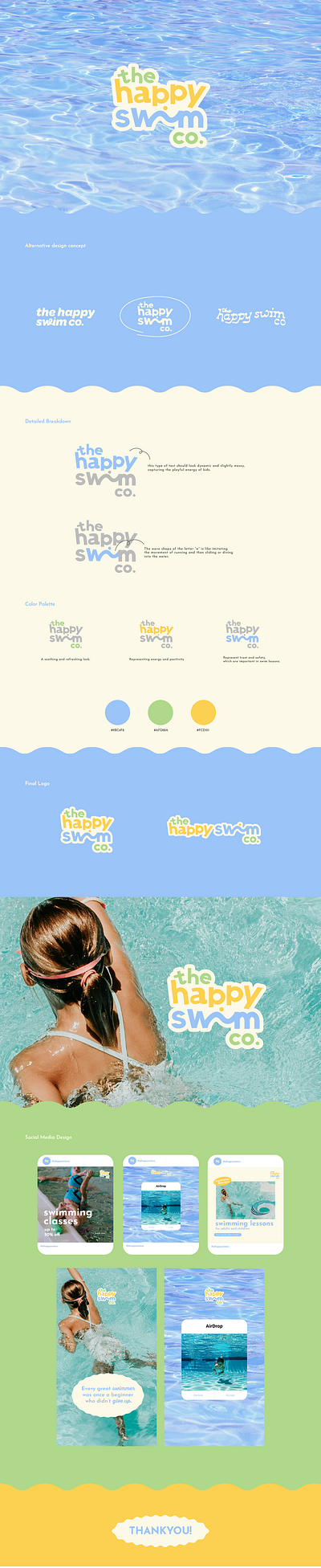 The Happy Swim Co brand identity branding design graphic design kids kids brandung kids logo logo