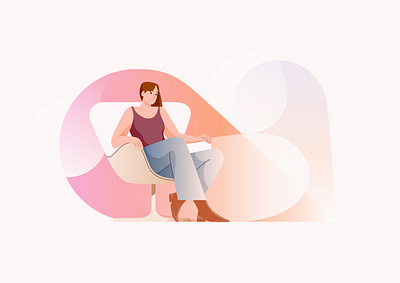 Flow chair character design gradient graphic illustration pastel people vector woman