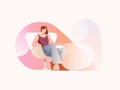 Flow chair character design gradient graphic illustration pastel people vector woman