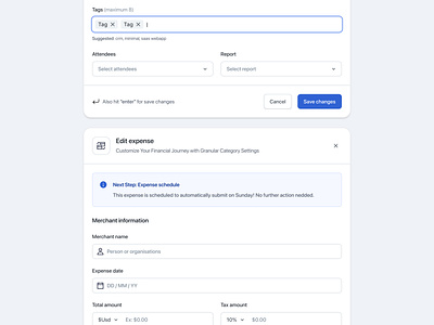 Finance saas - Edit expense modal accounting accounting software b2b budgeting crm dashboard design expense management finance financial management minimal modal overlay personal finance popup product design saas design saas webapp ui uxui