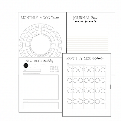 Moonphase journal 📓 🌙 animation canva graphic design logo moon phase planner template templatr