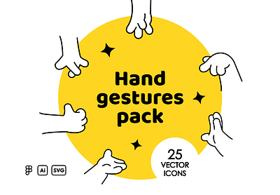 Hand gestures pack - 25 drawn illustrations assets components design design system drawing gestures hand icons hands icon design icon library icon set icons illustration sketch ui ui design vector