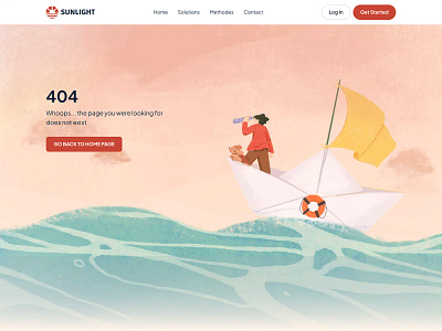 Sunlight 404 Error Page 404 crash empty emptystate error illustration ship ui ux water website