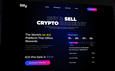 Bitfy - CryptoCurrency Buy & Sell Landing Page 3d animation branding cryptocurrency graphic design motion graphics ui web3