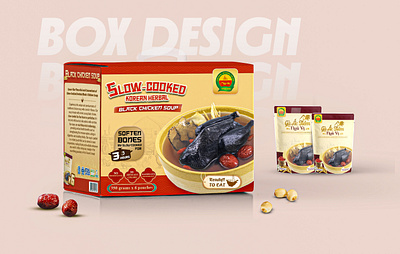 Six-pack Slow Cooked Black Chicken Soup graphic design