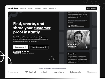 Laudable website wireframe ai tool design hero section homepage landing landingpage laudable madeinwebflow minimal saas revamp web web design webflow website website redesign wireframe ycombinator