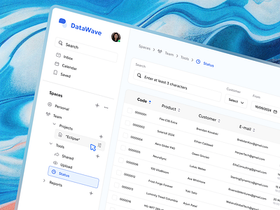 Project Management Dashboard – Corporate Web App analytics app breadcrumb calendar dashboard data date filter list navigation product page saas sidebar status table tabs ui ux web design website