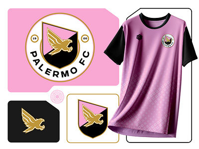 Palermo FC Rebrand badge black and pink crest design eagle football gold gold eagle golden eagle illustration logo palermo palermo fc pink rebrand soccer