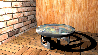 glass and metal table 3d graphic design interior