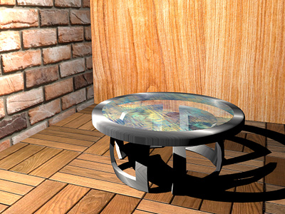 glass and metal table 3d graphic design interior