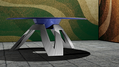 table made of glass and aluminum 3d graphic design interior table