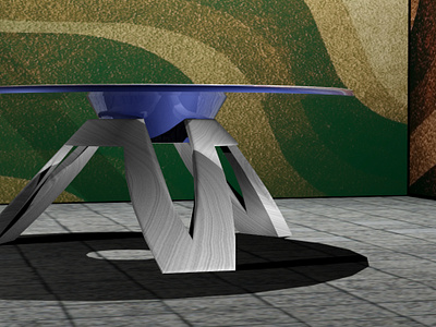 table made of glass and aluminum 3d graphic design interior table