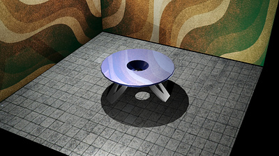 table made of glass and aluminum 3d branding graphic design