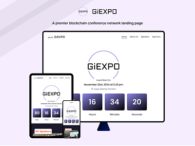 GiEXPO blockchain conference blockchain conference crypto cryptocurrency desktop figma graphic design landing page mobile mockup responsive website tablet ui uiux user experience user interface ux web website