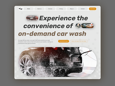 Car Wash landing page Light Mode Web Design UI UX app download app marketing car car wash daily dailyui dailyuichallange design framer hero section landing page light mode on demand product design responsive design ui ui ux web design white yellow