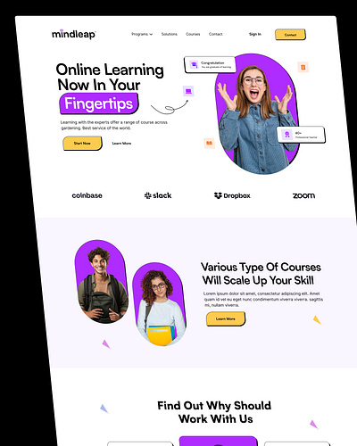 Mindleap Website Design branding design designinspiration dribble graphic design illustration landingpage mindleap onlinelearningwebsite ui uidesign uiux uiuxdesigner ux uxd uxdesign webdesign webdesigner websitedesign websitetrends