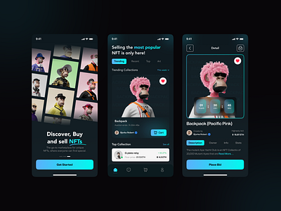 NFT Marketplace UI Concept animation app app ui concept branding credit card crypto design illustration marketplace mobile nft nft marketplace nft ui ui