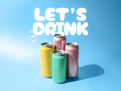 Let's Drink - Playful Marketing Concept 3d branding conceptual design drink fun graphic design marketing modern motion graphics payful refreshing social ui vibrant