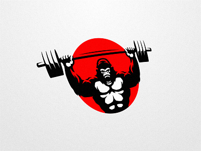 Gorilla Fitness Logo animal ape brand business cartoon character fitness gorilla graphic design gym illustration logo mascot muscle muscular primate sign sports strong weightlifting