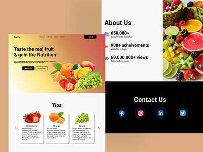 Landing Page of Fruity branding graphic design motion graphics ui