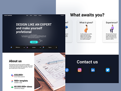 Landing Page of UIUX Canvas branding graphic design motion graphics ui