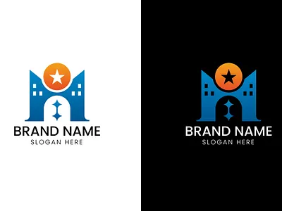 Letter M star real estate logo architecture construction letter m m logo real estate star