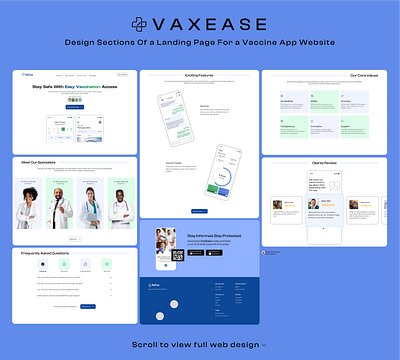 VaxEase - A vaccine app website ui design design figma healthcarewebsite uidesign uiuxdesign vaccinationwebsite vaccineapp webdesign website