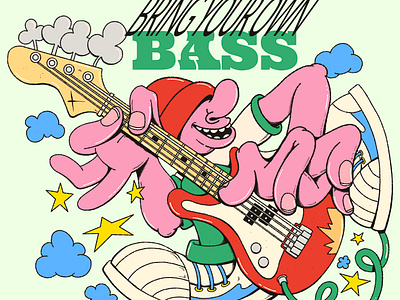 Bring Your Own Bass cartoon illustration lowbrow t shirt design voodoo salad